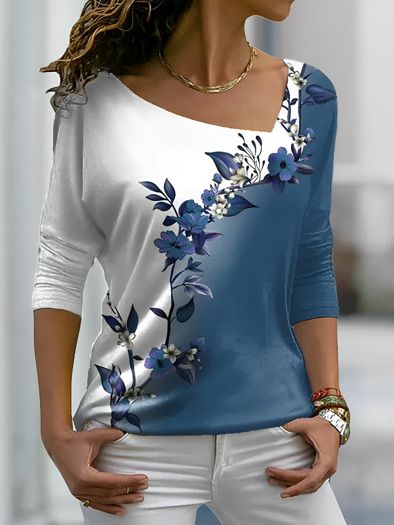 Floral T-shirt with colour blocks